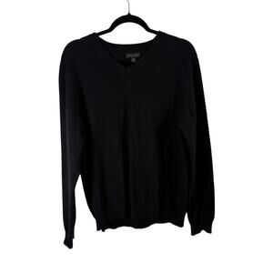 John W. Nordstrom Black 100% Cashmere Sweater V-Neck Office Capsole Mens Large